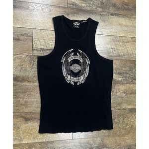 Vintage 2008 Harley Davidson Ribbed Tank Top Black Eagle Graphic Women's Large